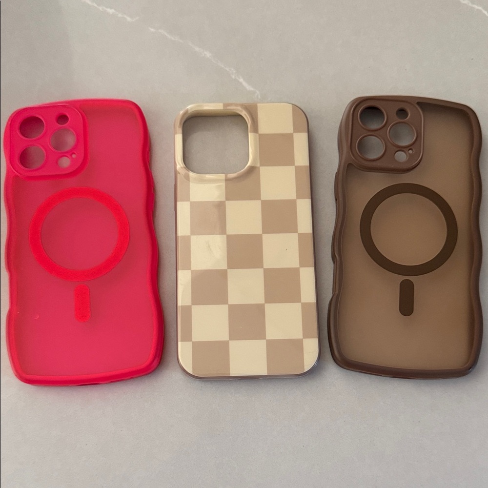 Vibrant Phone Case Trio - Pink, Beige, and Brown